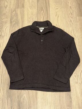 Banana Republic Mens L Luxury Blend Cotton Cashmere Angora Button Brown Sweater